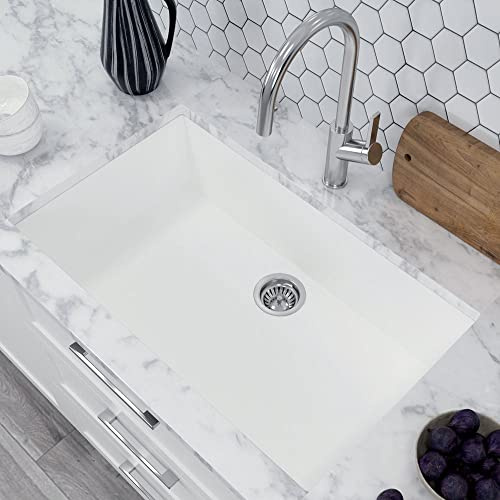 Astini Scuti 1.0 XL Bowl White SMC Synthetic Undermount Kitchen Sink & Waste