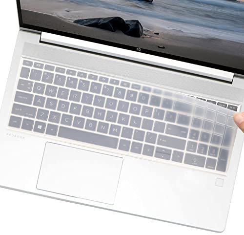 UUONDO Cover per tastiera per computer portatili HP ProBook 450/455 G8/G9/ProBook 650 G8/450 G10/455 G10 da 15,6, in silicone trasparente, antipolvere, antigraffio