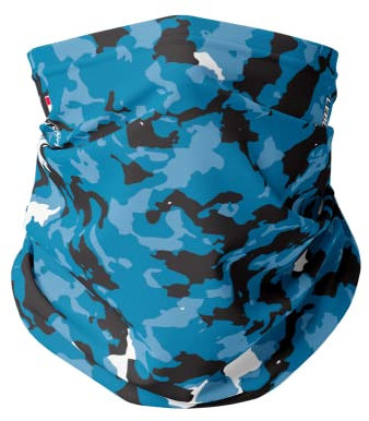 Cache cou, Tour de cou Ski Homme / Femme Hiver Coupe-vent Cagoule Moto Cache Nez Protection -20°C Thermodry® Antipollution, Course à Pied, Running, Travail, Taille Universelle (Camouflage Bleu)