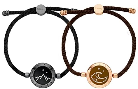 TOTWOO Braccialetti di Coppia con Funzione Touch e Vibrazioni via Bluetooth - Regalo per Coppie a Lunghe Distanze con Illuminazione, in Acciaio Inossidabile