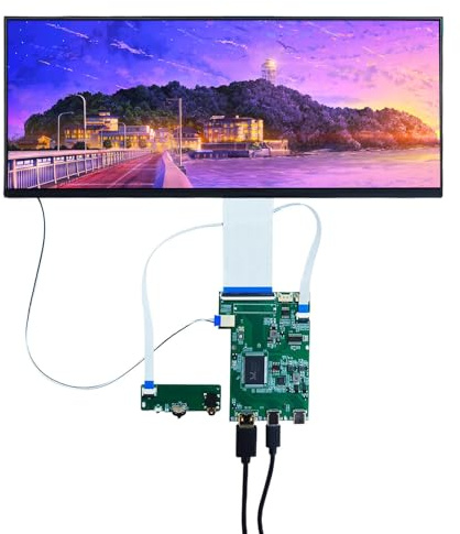VSDISPLAY Pantalla LCD 2K de 12.3 pulgadas 2400 x 900 con tablero de control LCD HD-MI tipo C para monitor de coche, gabinete de juegos, pantalla secundaria de PC