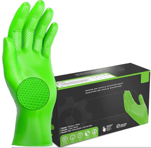 JOMAFA Guantes de Nitrilo DIAMANTADOS GRIP | 8 MICRAS | 9,9 GRAMOS SUPER RESISTENTES, pack de 50. Tallas a elegir (M, L, XL) | VERDES (M (8))