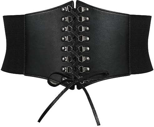 WHIPPY Damen Korsett Gürtel Breiter Schnürgürtel elastischen Taille Gürtel Schnürkorsett gebundener für Kleid Shirt Cosplay Kostüm,schwarz 103cm