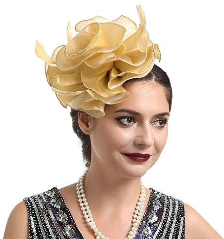 MILAX Fascinator Damen Damen Elegant Fascinator Haarreif Für Hochzeit Cocktail Wedding Bridal Fascinator Hat Flower Feather Mesh Elegant Bridal Tea Party Hat Fascinator Hüte Für Frauen