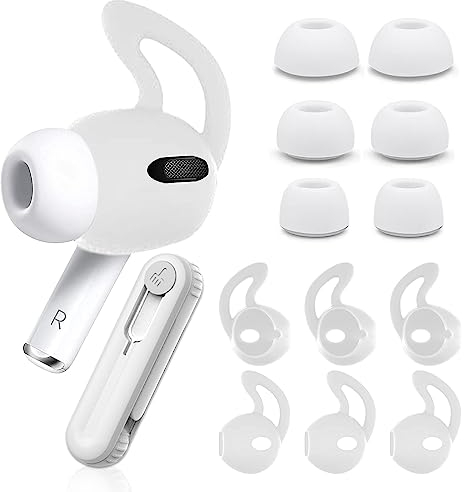 Replacement Ear Tips and Earbuds Hooks with Noise Reduction Hole Compatible with Airpods Pro and Airpods Pro 2nd Generation with Multi-Function Cleaner Kit