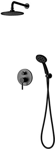 JUNNIU Duschkopf in der Wand, schwarzes Duschset, verdeckte Wandmontage, runde Dusche mit Zwei Funktionen, einziehbarer Duschhahn Decoration