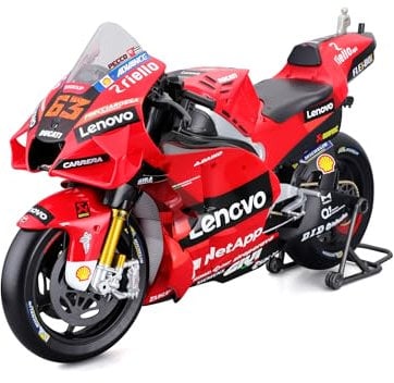 Maisto - Moto GP Racing - Ducati Lenovo 2022#63 Bagnaia - Riproduzione del veicolo in scala 1/6 - Giocattolo per bambini da 8 anni - M32229