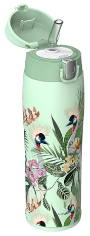 Super Sparrow Edelstahl Trinkflasche Strohhalm, Thermosflasche - 350ml - BPA Frei, Auslaufsicher Trinkflaschen kinder, Trinkbecher für Sport, Reisen, Schule