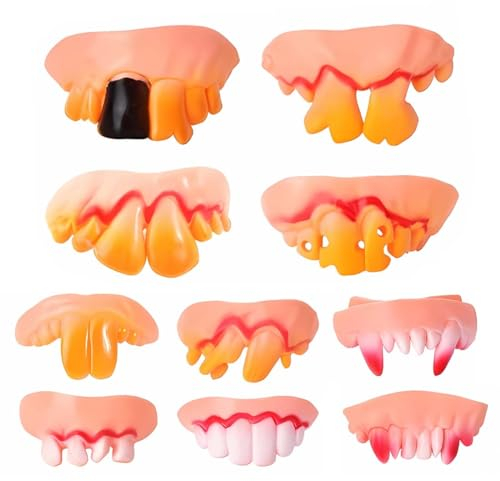 EIHI 10 Pièces Dentier Humour de Dent de Vampire de Dents Collantes, Accessoires de Jeu de rôle d'halloween, Adaptés aux Fêtes Costumées d'halloween