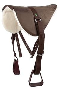 Brama West Reitpad - Bareback Pad Set mit Steigbügel, Steigbügelriemen & Sattelgurt - Reitkissen - Braun - Größe Cob