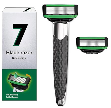 kyaoayo Handrasierer für Herren, Nassrasierer herren, Handrasierer mit 7 Schichten, Enthält 2 Ersatzklingen, intimrasierer, Damen & Herren Sicherheitsrasierer, Geschenk für Männer (Metall)
