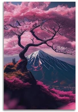Terp Poster en fleurs de cerisier - Décoration murale - Cadeau pour chambre à coucher, salon - Moderne - Esthétique - Sans cadre - 30 x 45 cm