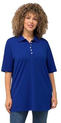 Ulla Popken Polo Basic, Blu Cobalto, 64 IT/66 IT Donna