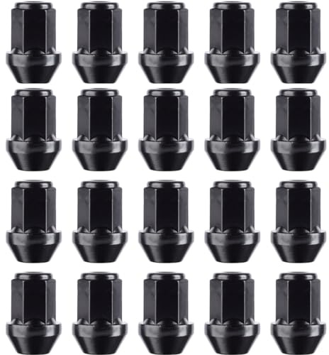 RYBO M12x1.5, Tapered, 17 Hex Wheel Nuts (Black, Set of 20)