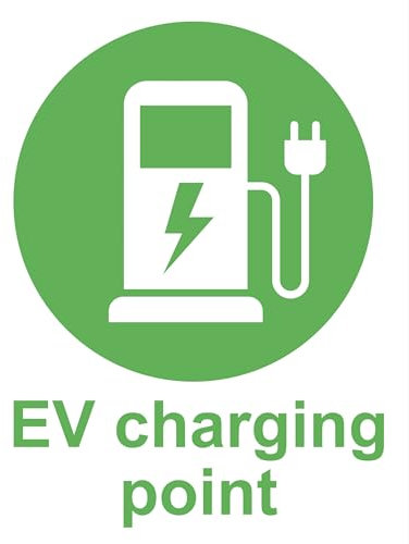 EV Charging Point Warning Site Safety Warning Sign Adhesive Sticker 160mm x 125mm