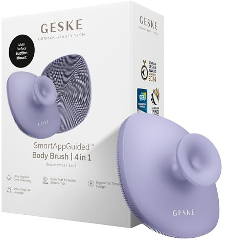GESKE Body Brush | 4 in 1 | Reinigungsbürste für den ganzen Körper | Professionelle Tiefenreinigung | Weiche Silikonnoppen & ergonomisches Zwei-Finger-Design | Reinigt & massiert