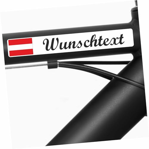 INDIGOS UG - Fahrradaufkleber Rahmen Österreich - glatt - Fahne Aufkleber selbst gestalten - 13 Flaggen mit Wunschtext personalisiert - Namensaufkleber - Sport, Rennen - Fahrradrennen