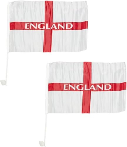 Molten Creek® England St Geroge's Cross Car Flag, Double Sided, Polyester, Lightweight & Foldable, Fan Support Flag for Parade, Sporting Events, Vehicles, Set of 2
