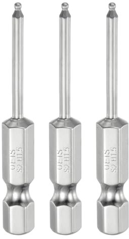 QUARKZMAN 3pcs Embout de Tournevis Hexagonal à Extrémité Sphérique Ensemble 1.5mm (H1.5) Taille 1/4 Tige Hexagonale 50mm (2) Longueur Embouts à Rotule Magnétique Métrique en Acier S2