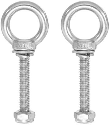 PATIKIL Ringschraube, M10x70 304 Edelstahl ösenschraube Gewinde mit Sechskantschraube, Mutter, Dichtung und Unterlegscheibe zum Aufhängen und Sichern von Ketten und Drahtseilen, 2 Sets