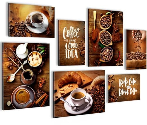 Novart Wandbilder Küche Kaffee - KOMPLETT AUFHÄNGFERTIG -Braun Esszimmer - 7 Moderne Kchenbilder - N034271a