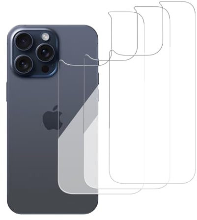 iCsapr 3 Pack Glass Back Screen Protector Compatible for iPhone 15 pro max / 14 Pro Max [6.7 Inch] [9H Hardness]-HD Tempered Glass, Scratch Resistant, pelicula traseira,rear glass protector