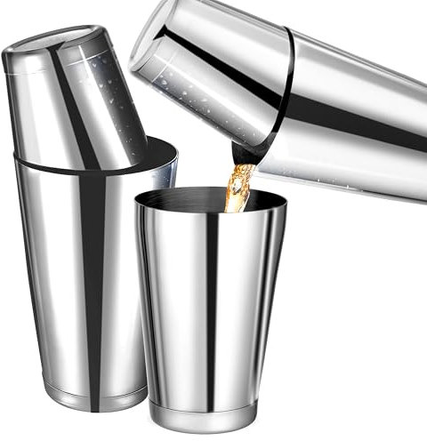 Boston - Shaker per cocktail, set di miscelazione per bevande (510,3 g e 680,4 g) in acciaio inox ponderato, shaker per cocktail e Martini, strumenti essenziali e professionali per baristi