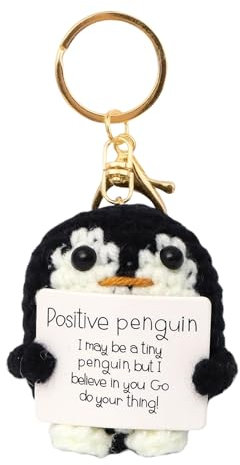 VARKAGE Positive Penguin Schlüsselanhänger, Pocket Hug, Lustige Handgestrickte Positive Geschenke für Freundin Kleine Geschenke für Frauen