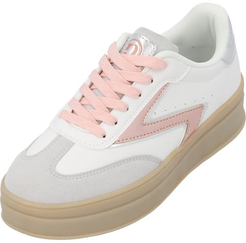 Palado Sneaker Damen Valcis - modische und Bequeme Turnschuhe - sportlich-Elegantes Design - ideal für Alltag und Freizeit Weiß/Rose UK6 - EU39