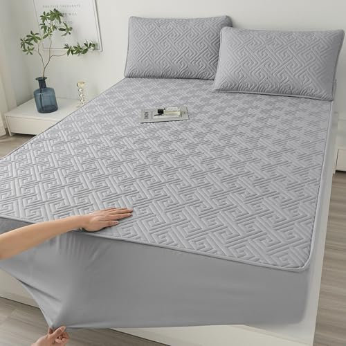 Weiches Baumwoll-Spannbettlaken-Set mit Kissenbezug, 120 x 200 cm + 30 cm tiefe Tasche, pflegeleicht, farbecht und knitterarm