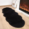 AIMECO kunstfell Teppich Faux Lammfell Schaffell Teppich Flauschiger Haarig Wohnzimmer Deko Weicher Fell Carpet für Stühle Sofa Schlafzimmer Kinderzimmer. Schwarz 60 x 220 cm