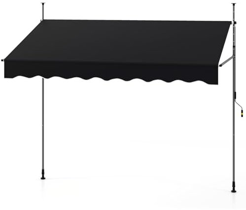 RELAX4LIFE Klemmmarkise, Markise Balkon ohne Bohren, 250 cm breit, mit Handkurbel, UV-beständig Balkonmarkise höhenverstellbar Sonnenschutz (Schwarz)