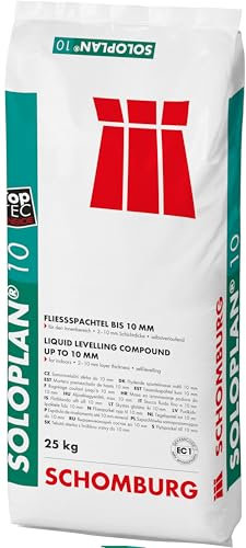 SCHOMBURG SOLOPLAN-10 Fließspachtel, selbstverlaufende Bodenausgleichsmasse, zementäre, schnelltrocknende Ausgleichsmasse, früh begehbar, selbstnivellierend, für Innenbereich, grau - 25 kg Sack