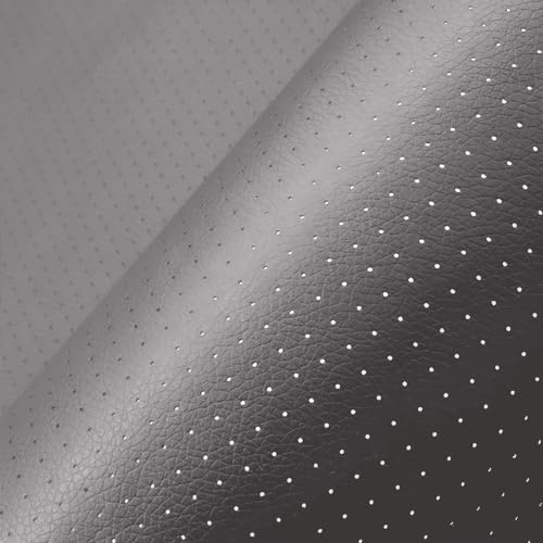 Kunstleder Selbstklebend Reparatur Patch 40x150cm Hellgrau, Atmungsaktive Lochung Leder Reparatur Flicken für Sofa, Autositz, Couch & Möbel | Starke Haftung, Einfach zu Applizieren