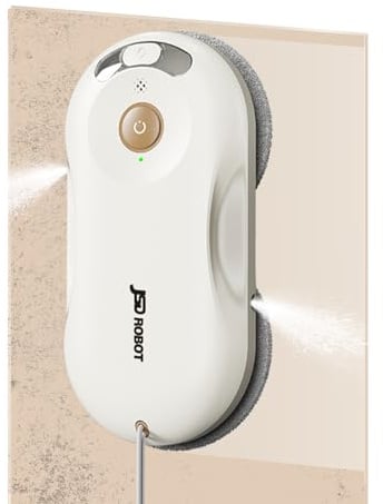 JSDROBOT T30 Fensterputzroboter,5500 Pa Saugkraft,Sprühfunktion beidseitig, Geräuscharm,6,05 cm Ultradünn, Automatische Pfadplanung, Mehrfachschutz,Glasreinigung für Innen/Außenfenster (Weiß)