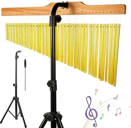 Percussion Chimes,Glockenspiel Klangspiele,36 Klangstäbe für Windspiel, mit faltbarem & einstellbarem Ständer,montierbare Stabgl,Ideal für Percussion Instrument Einsteiger und Musikschulen & Kirche