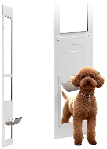 VEVOR Chatière pour Chien et Chat pour Porte Coulissante en Verre, Porte pour Animaux de Compagnie Hauteur Réglable 2311-2439 mm, Trappe pour Chien avec Battant 209,6x311,2 mm, Cadre en Alu, Taille M