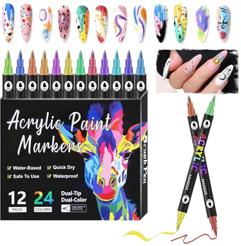 Nagellack-Stifte | Doppelspitze, schnell trocknend, Werkzeug für Maniküre-Designs – Etuis mit 12 Farben für Nägel | für Frauen und Mädchen, Übungsprojekte, Partys, Maniküre