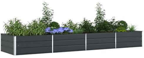 vidaXL Pflanzkübel Anthrazit 195 x 100 x 45 cm Verzinkter Stahl, Inspiration für Garten und Terrasse, industrielle Elemente, langlebige Designs für Außenbereiche, einzigartige Deko-Ideen