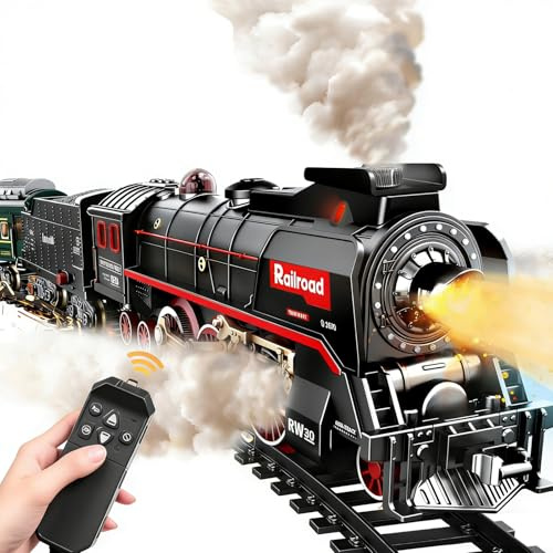 PQKL-party Elektrische Zug,Eisenbahn mit Dampf, Sounds und Lights,Luxury Track Steam Locomotive