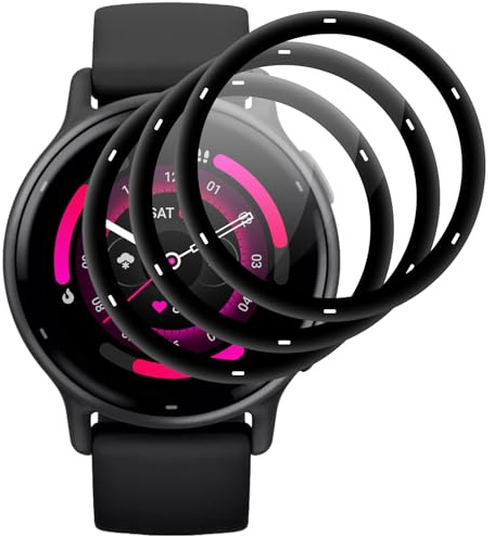 IQShield Protection Écran pour Garmin Vivoactive 5, 3 Pièces Haut Définition Verre Trempé, Vitre Protection de Anti Rayures, 3D Couverture Complète, Anti-Empreintes, Sensible au Toucher
