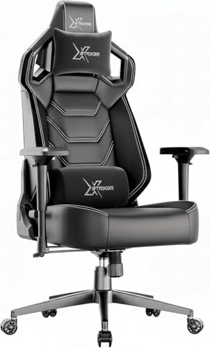 Blisswood Gaming Chair For Adults, Ergonomic Computer Desk Chair For Home with 4D Armrests, Wide Seat, Racing Style Swivel Pc Chair 150° Recline & Lumbar Support, Height-Adjustable (Black)