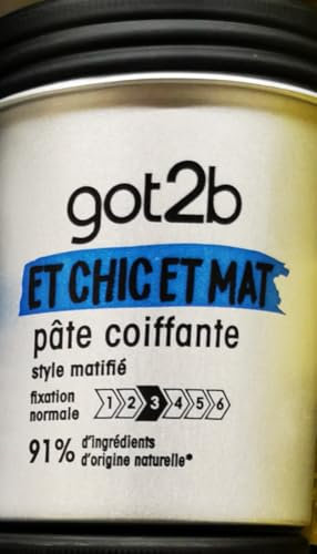 Schwarzkopf - Got2b - Pâte Coiffante Cheveux - Et Chic Et Mat - Finition Matifiée - Effet Mat - Fixation Normale - Ne Colle Pas - Pot 100 ml - Lot de 1