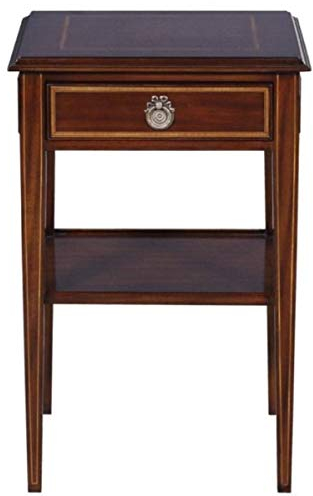 Casa Padrino Luxus Jugendstil Mahagoni Holz Wohnzimmer Beistelltisch mit Schublade Dunkelbraun/Gold 40 x 40 x H. 61 cm - Luxus Qualität