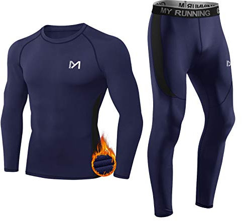 MEETYOO Thermounterwäsche Set Herren, Lange Funktionswäsche Atmungsaktiv Unterwäsche Sport Kompressionsanzug für Workout Skifahren Laufen Wandern