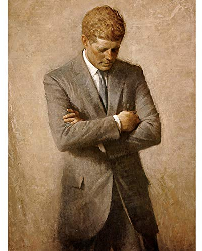Fine Art Prints Shikler Offizielles Porträt des US-Präsidenten John Kennedy JFK Gemälde Kunstdruck Leinwand Premium Wanddekoration Poster Wandbild