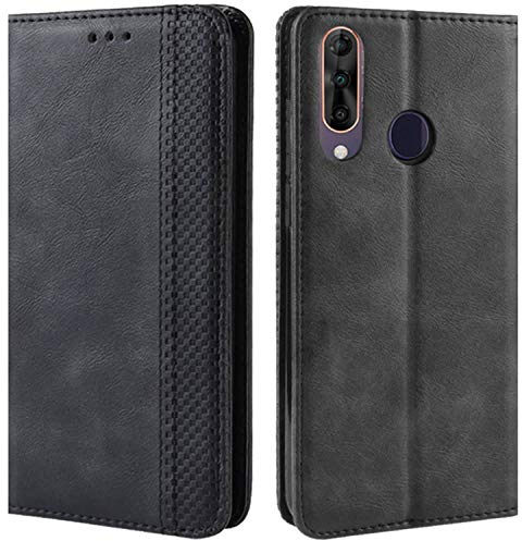 HualuBro Handyhülle für Wiko View 3 Hülle, Retro Leder Brieftasche Tasche Schutzhülle Handytasche LederHülle Flip Case Cover für Wiko View3 2019 - Schwarz