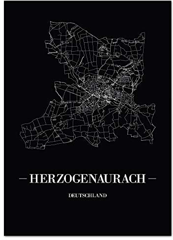 JUNIWORDS Stadtposter - Wähle Deine Stadt - Herzogenaurach - 60 x 90 cm Poster - Schrift A - Schwarz