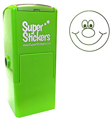 SuperStickers Smiley Face Pre-Inked Stamper in Green, 28mm