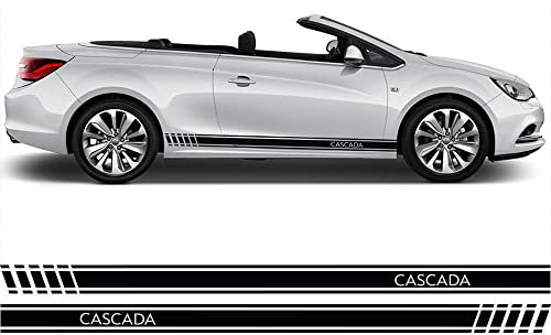 Auto-Dress Seitenstreifen Aufkleber Set/Dekor passend für Opel Cascada - Motiv: Clean (111M Black Matt)